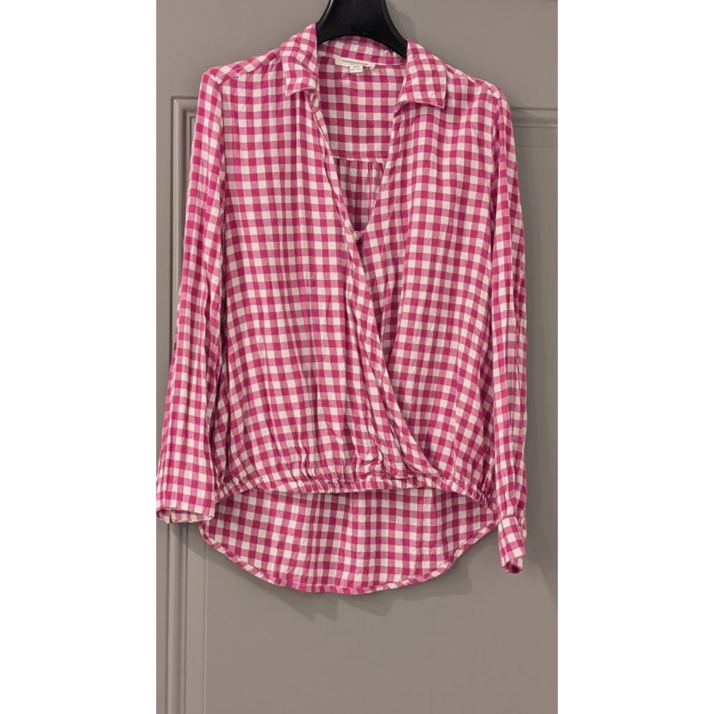 Women's beachlunchlounge Pink White Gingham Blouse SP